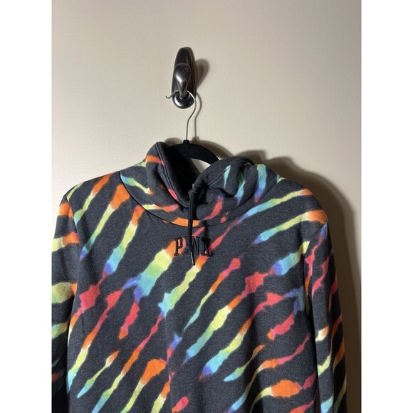 Victoria Secret Pink Womens Sweatshirt Black Tie Dye Pullover Size Small - Picture 4 of 11